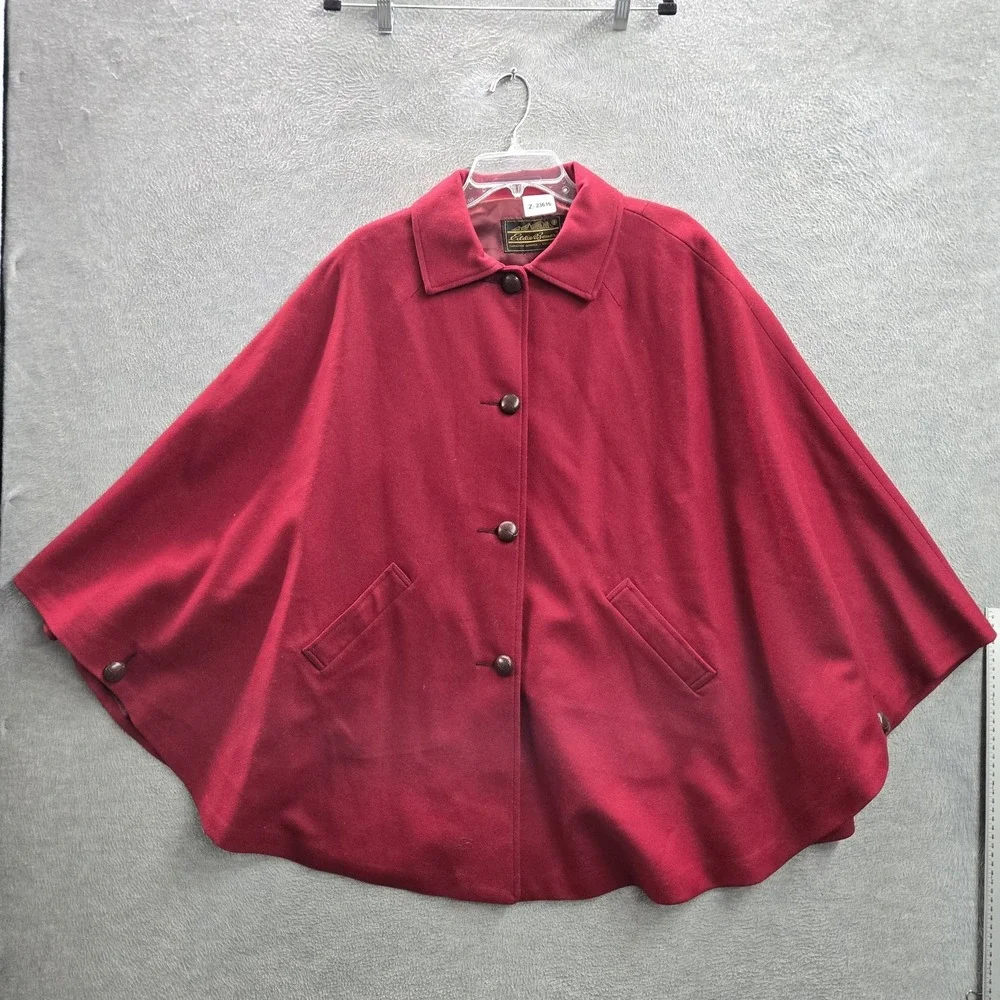 VINTAGE Eddie Bauer x CC Filson Women Jacket OS Red Wool Cape Blazer Poncho 90s